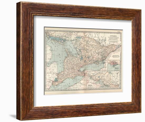 Map of Ontario, Canada. Insets of Toronto and Western Part of Ontario-Encyclopaedia Britannica-Framed Art Print