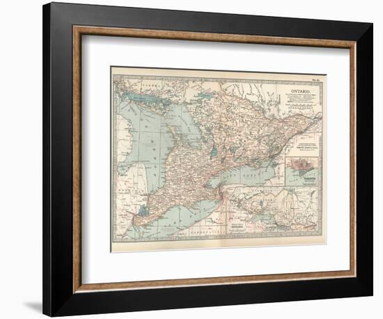 Map of Ontario, Canada. Insets of Toronto and Western Part of Ontario-Encyclopaedia Britannica-Framed Art Print