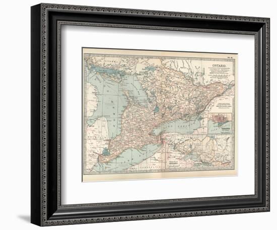 Map of Ontario, Canada. Insets of Toronto and Western Part of Ontario-Encyclopaedia Britannica-Framed Art Print