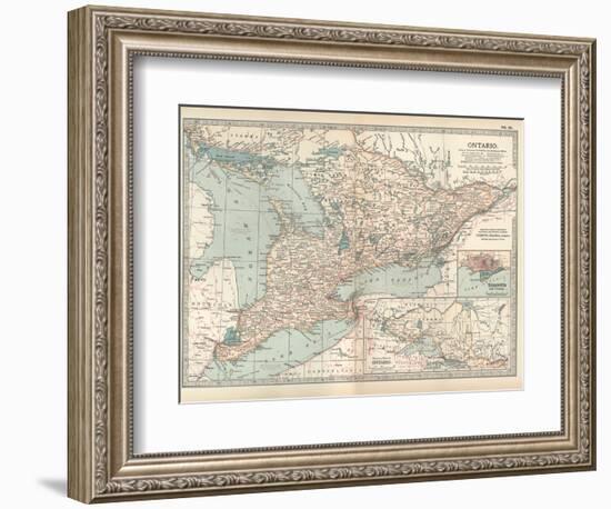 Map of Ontario, Canada. Insets of Toronto and Western Part of Ontario-Encyclopaedia Britannica-Framed Premium Giclee Print