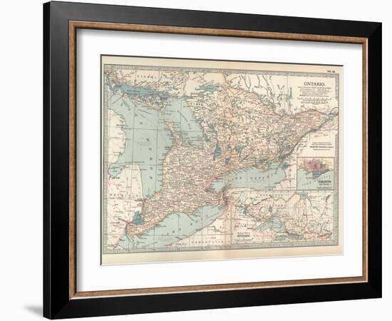 Map of Ontario, Canada. Insets of Toronto and Western Part of Ontario-Encyclopaedia Britannica-Framed Art Print