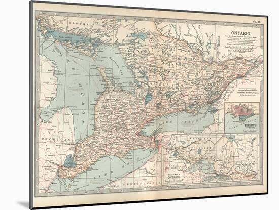 Map of Ontario, Canada. Insets of Toronto and Western Part of Ontario-Encyclopaedia Britannica-Mounted Art Print