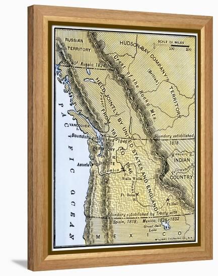 Map of Oregon Territory Showing Boundary of U.S. with English Canada under Dispute-null-Framed Premier Image Canvas