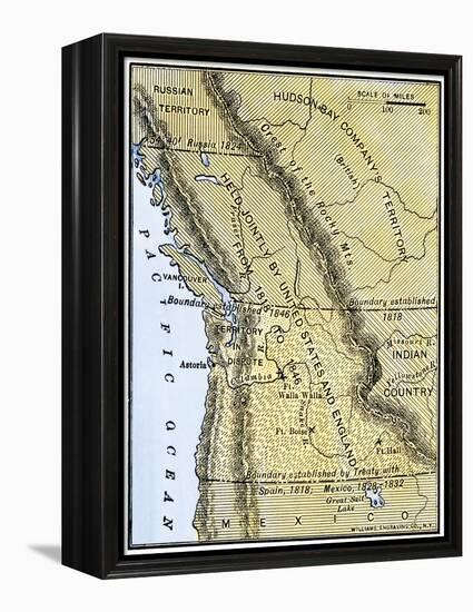 Map of Oregon Territory Showing Boundary of U.S. with English Canada under Dispute-null-Framed Premier Image Canvas