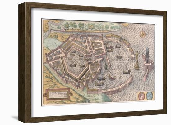 Map of Ostia, Ancient Rome, from Civitates Orbis Terrarum-null-Framed Giclee Print