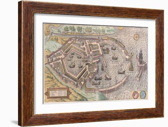 Map of Ostia, Ancient Rome, from Civitates Orbis Terrarum-null-Framed Giclee Print