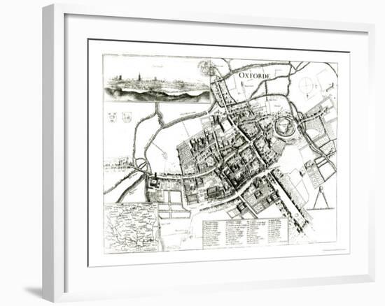 Map of Oxford, 1643-Wenceslaus Hollar-Framed Giclee Print