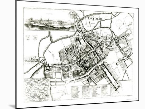 Map of Oxford, 1643-Wenceslaus Hollar-Mounted Giclee Print