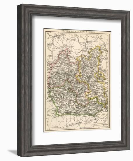 Map of Oxfordshire, Buckinghamshire, and Berkshire, England, 1870s-null-Framed Giclee Print