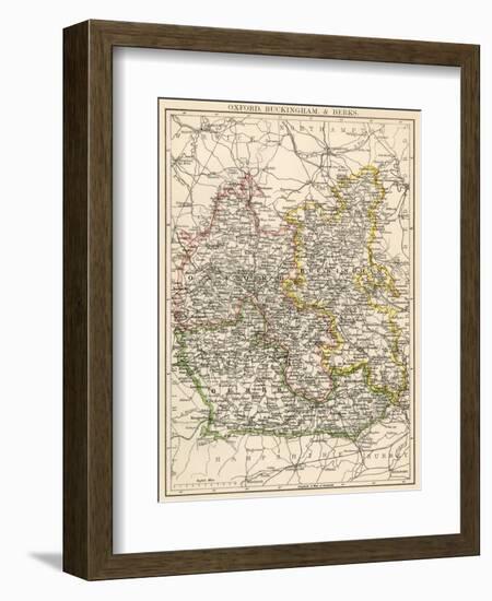 Map of Oxfordshire, Buckinghamshire, and Berkshire, England, 1870s-null-Framed Giclee Print