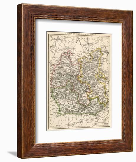 Map of Oxfordshire, Buckinghamshire, and Berkshire, England, 1870s-null-Framed Giclee Print