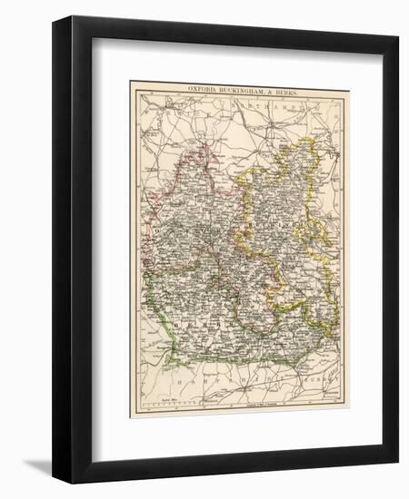 Map of Oxfordshire, Buckinghamshire, and Berkshire, England, 1870s-null-Framed Giclee Print