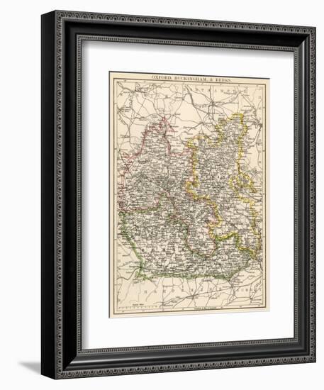 Map of Oxfordshire, Buckinghamshire, and Berkshire, England, 1870s-null-Framed Giclee Print