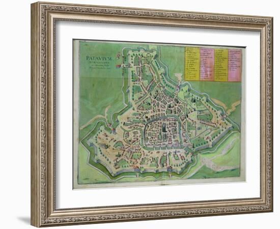 Map of Padua, from Civitates Orbis Terrarum by Georg Braun-Joris Hoefnagel-Framed Giclee Print