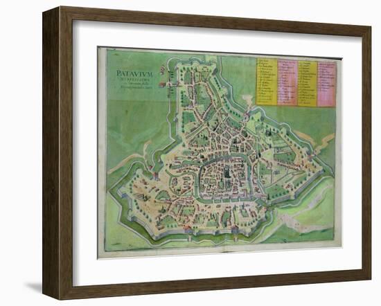 Map of Padua, from Civitates Orbis Terrarum by Georg Braun-Joris Hoefnagel-Framed Giclee Print