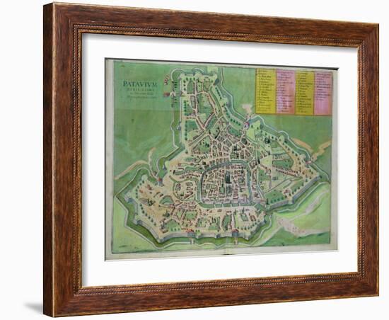 Map of Padua, from Civitates Orbis Terrarum by Georg Braun-Joris Hoefnagel-Framed Giclee Print