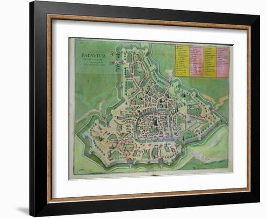 Map of Padua, from Civitates Orbis Terrarum by Georg Braun-Joris Hoefnagel-Framed Giclee Print