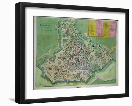 Map of Padua, from Civitates Orbis Terrarum by Georg Braun-Joris Hoefnagel-Framed Giclee Print