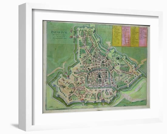 Map of Padua, from Civitates Orbis Terrarum by Georg Braun-Joris Hoefnagel-Framed Giclee Print