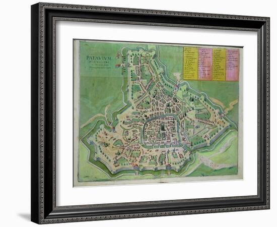 Map of Padua, from Civitates Orbis Terrarum by Georg Braun-Joris Hoefnagel-Framed Giclee Print