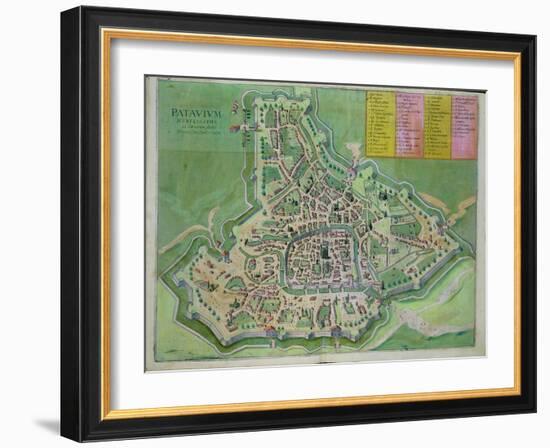 Map of Padua, from Civitates Orbis Terrarum by Georg Braun-Joris Hoefnagel-Framed Giclee Print