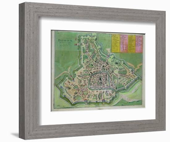 Map of Padua, from Civitates Orbis Terrarum by Georg Braun-Joris Hoefnagel-Framed Giclee Print
