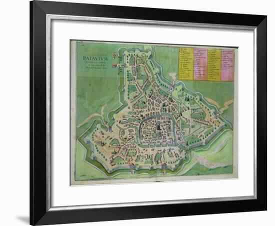 Map of Padua, from Civitates Orbis Terrarum by Georg Braun-Joris Hoefnagel-Framed Giclee Print