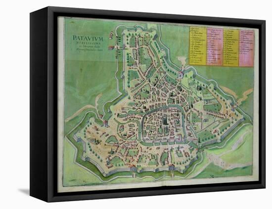 Map of Padua, from Civitates Orbis Terrarum by Georg Braun-Joris Hoefnagel-Framed Premier Image Canvas