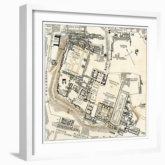 Map of Palatine Hill, City Center of Ancient Rome-null-Framed Giclee Print