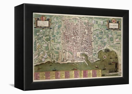 Map of Palermo, from Civitates Orbis Terrarum by Georg Braun-Joris Hoefnagel-Framed Premier Image Canvas