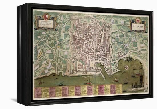 Map of Palermo, from Civitates Orbis Terrarum by Georg Braun-Joris Hoefnagel-Framed Premier Image Canvas