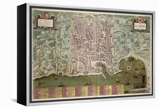 Map of Palermo, from Civitates Orbis Terrarum by Georg Braun-Joris Hoefnagel-Framed Premier Image Canvas