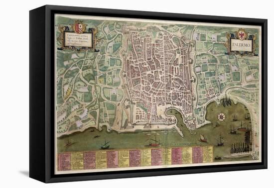 Map of Palermo, from Civitates Orbis Terrarum by Georg Braun-Joris Hoefnagel-Framed Premier Image Canvas