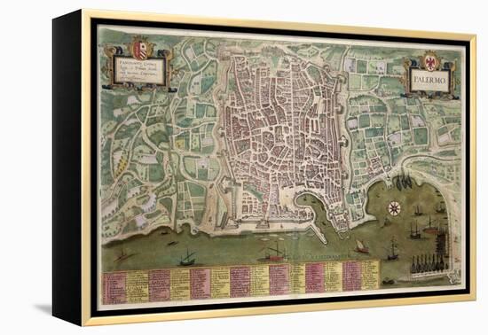 Map of Palermo, from Civitates Orbis Terrarum by Georg Braun-Joris Hoefnagel-Framed Premier Image Canvas