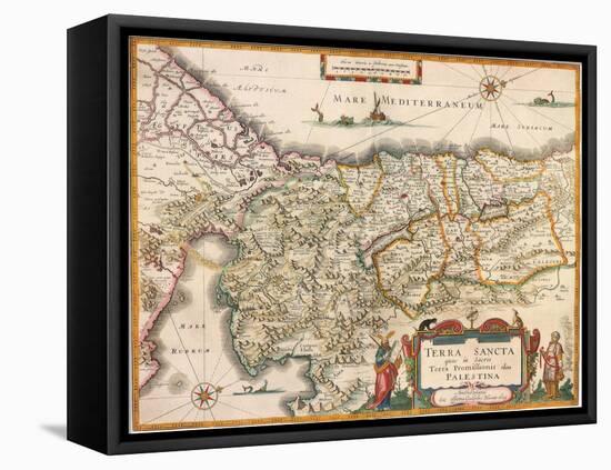 Map of Palestine 1629-Jodocus Hondius-Framed Premier Image Canvas