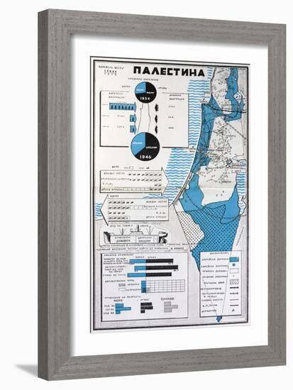 Map of Palestine Showing the Increase in Jewish Population Between 1934 and 1956-null-Framed Giclee Print