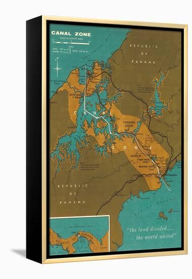 Map of Panama Canal Zone-null-Framed Stretched Canvas