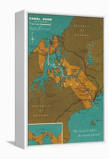 Map of Panama Canal Zone-null-Framed Stretched Canvas