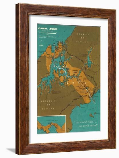 Map of Panama Canal Zone-null-Framed Premium Giclee Print