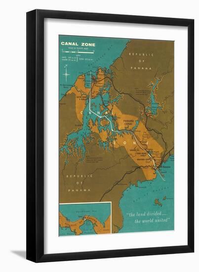 Map of Panama Canal Zone-null-Framed Premium Giclee Print