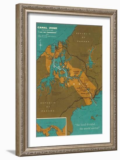 Map of Panama Canal Zone-null-Framed Art Print