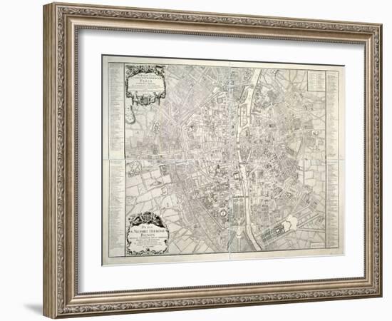 Map of Paris, 1723-B. Jaillot-Framed Giclee Print