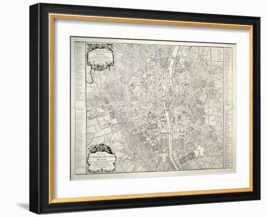 Map of Paris, 1723-B. Jaillot-Framed Giclee Print