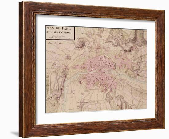 Map of Paris and Its Surroundings, from "Oisivetes"-Sebastien Le Pretre de Vauban-Framed Giclee Print