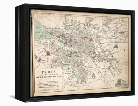 Map of Paris at the Outbreak of the French Revolution, 1789, Published by William Blackwood and…-Alexander Keith Johnston-Framed Premier Image Canvas
