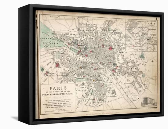 Map of Paris at the Outbreak of the French Revolution, 1789, Published by William Blackwood and…-Alexander Keith Johnston-Framed Premier Image Canvas