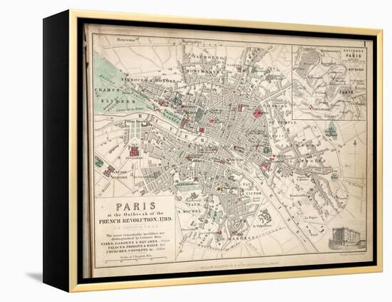 Map of Paris at the Outbreak of the French Revolution, 1789, Published by William Blackwood and…-Alexander Keith Johnston-Framed Premier Image Canvas