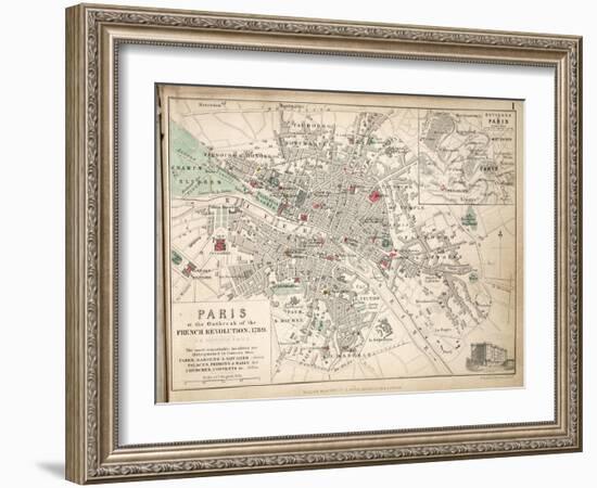 Map of Paris at the Outbreak of the French Revolution, 1789, Published by William Blackwood and…-Alexander Keith Johnston-Framed Giclee Print