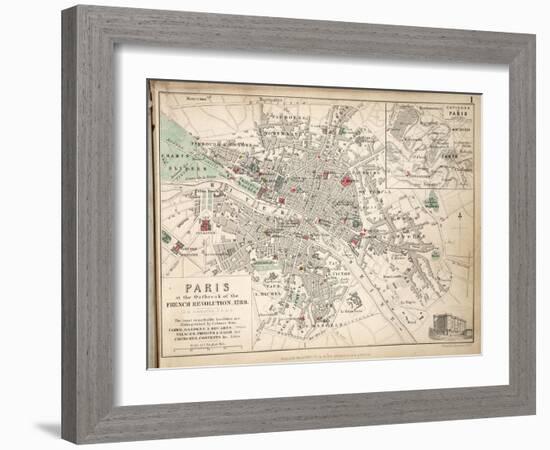 Map of Paris at the Outbreak of the French Revolution, 1789, Published by William Blackwood and…-Alexander Keith Johnston-Framed Giclee Print