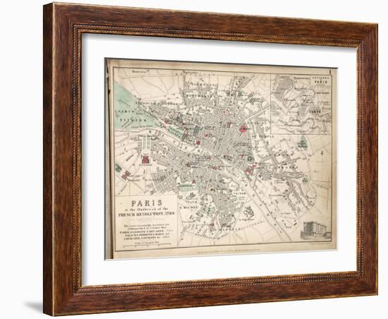 Map of Paris at the Outbreak of the French Revolution, 1789, Published by William Blackwood and…-Alexander Keith Johnston-Framed Giclee Print